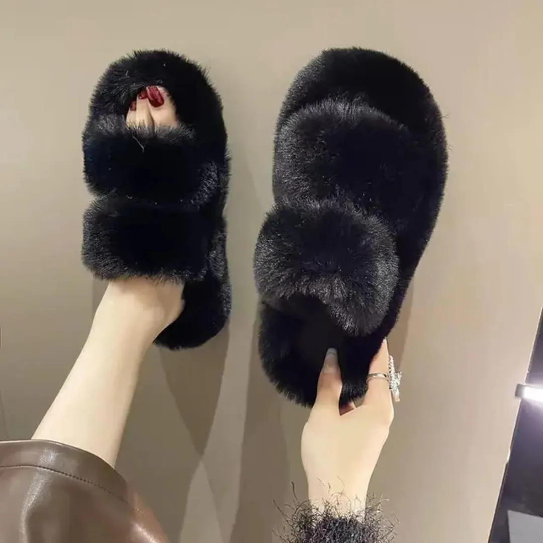 Ladies’ Fluffy Platform Slippers