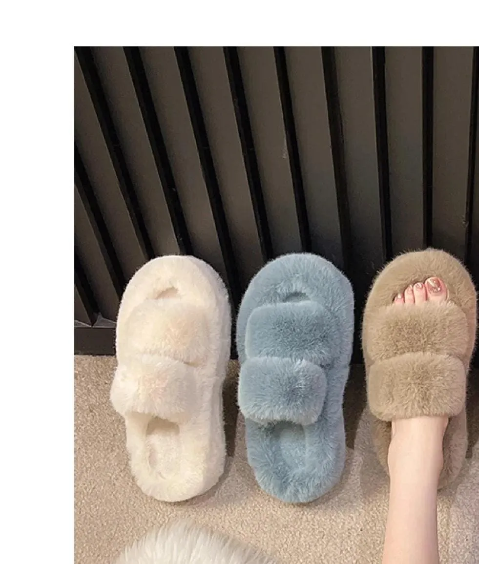 Ladies’ Fluffy Platform Slippers